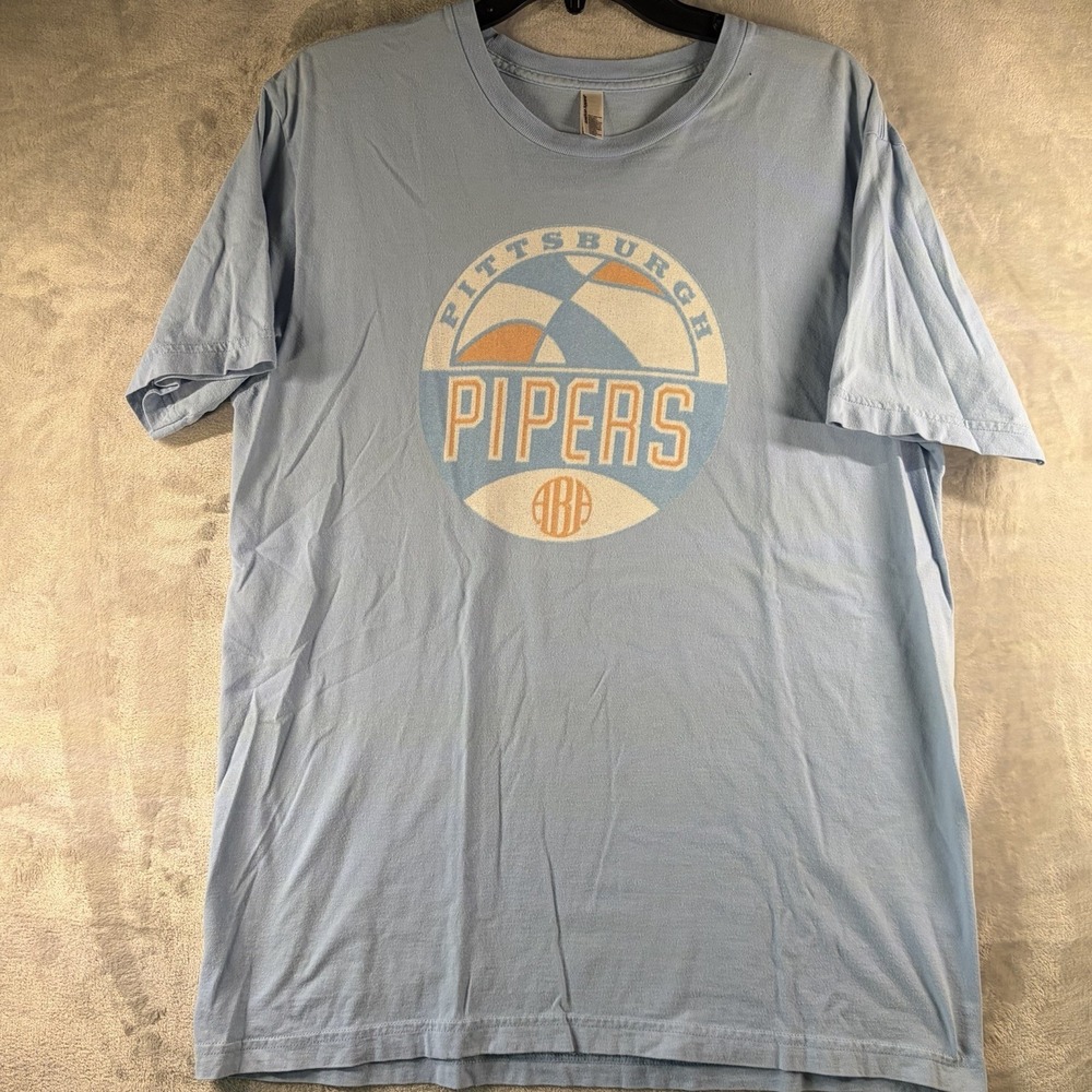 Pittsburgh Pipers ABA Basketball Retro Graphic Tee Mens L Light Blue